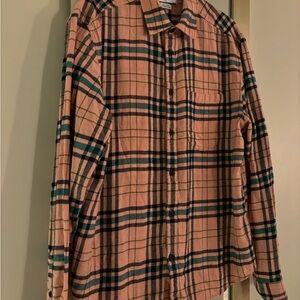 Urban Outfitters Peach Plaid Flannel Button Up Shirt Size Medium